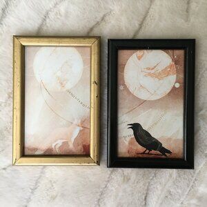Vintage 2 Set Umbra Black and Gold Frames With Wiccan Witchy Art